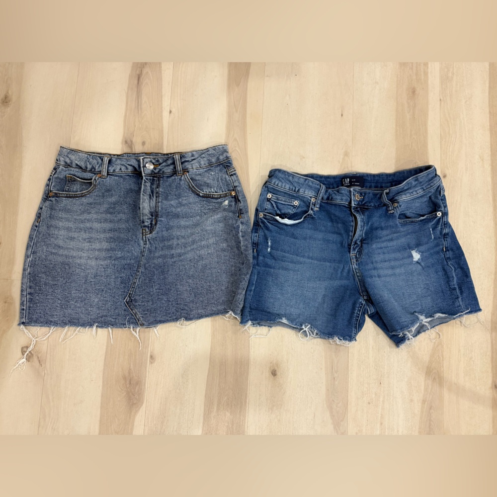 Gap Blue Denim Jeans shorts and Wild Fable denim skirt Size 12 Bundle